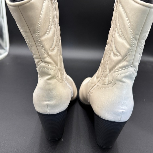 Wild‎ Fable Midcalf Western Boots Women Cream Size 10 Faux Leather - Picture 5 of 9